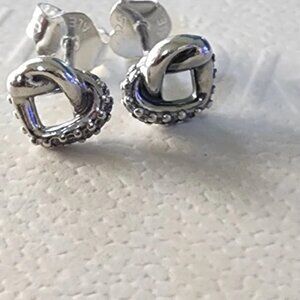 Pandora Knotted Heart Stud Cubic Zirconia Earrings